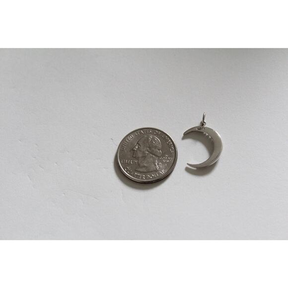 Sterling Silver Unique Crescent Moon Pendant, Crescent Moon Charm - Picture 3 of 8
